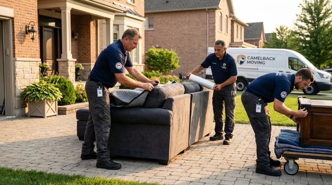 Large estate moving crew wrapping furniture in China Grove, NC