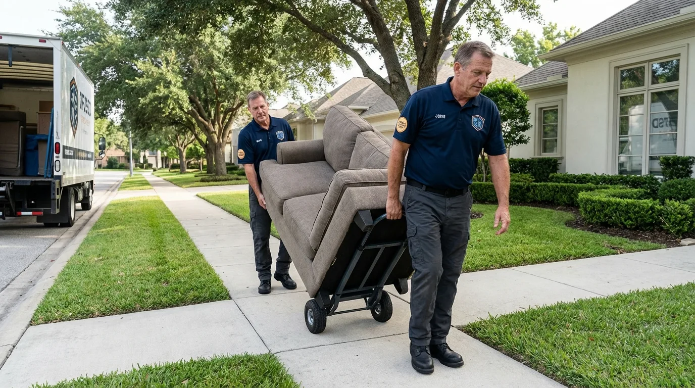 Local residential moving crew loading furniture in China Grove, NC