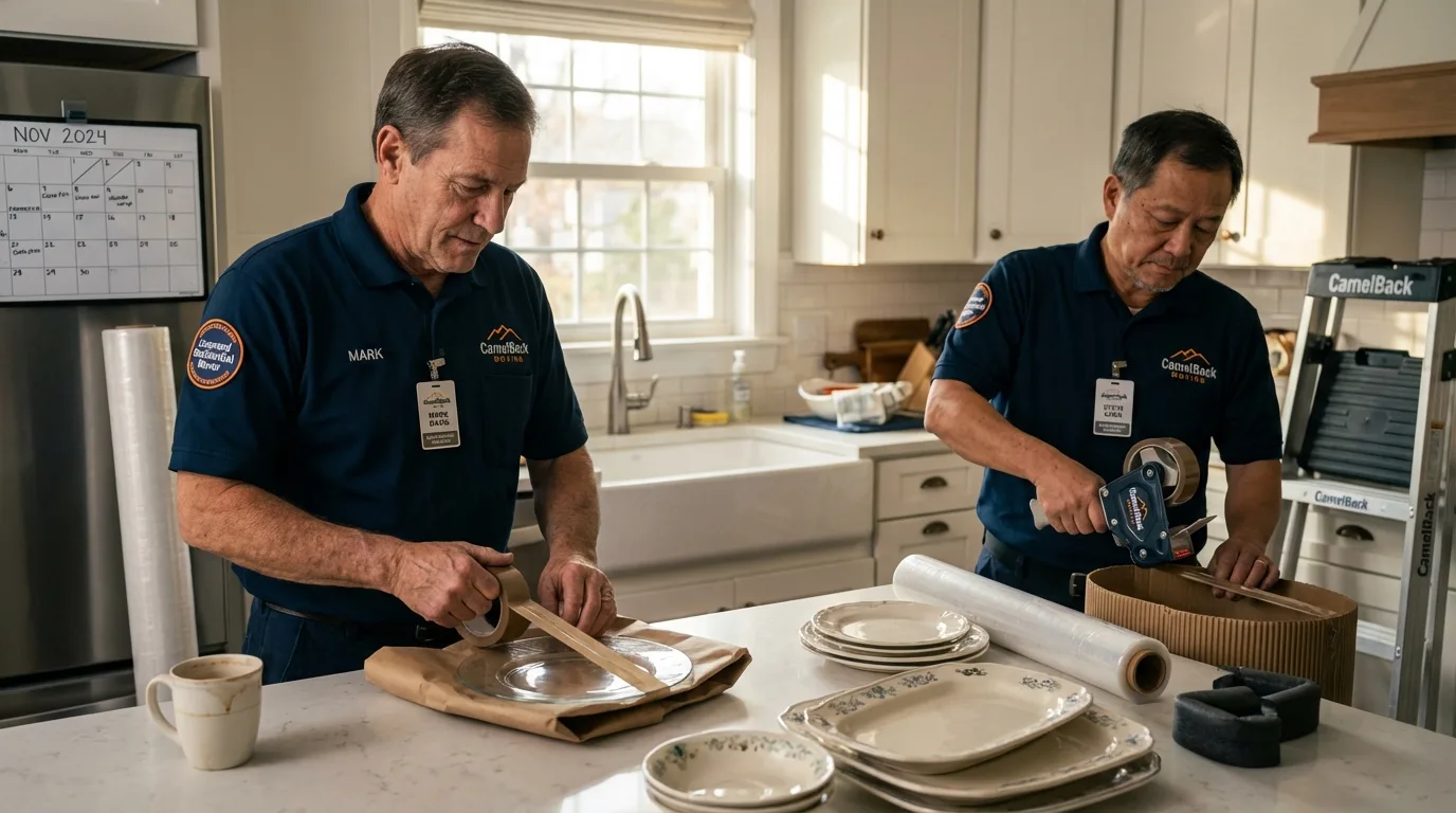 Professional crew packing kitchen dishware in China Grove, NC